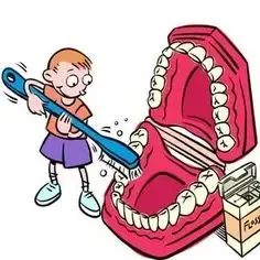 niño cepillando dientes